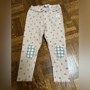 Zara Kids Floral Leggings with Plaid Patches